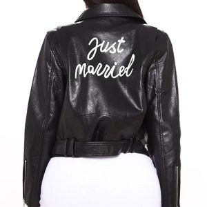 Fashion Nova Just Married Faux Leather Jacket - Black